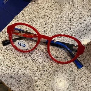 Elton John Recital Red and Blue Round eyeglass frames New